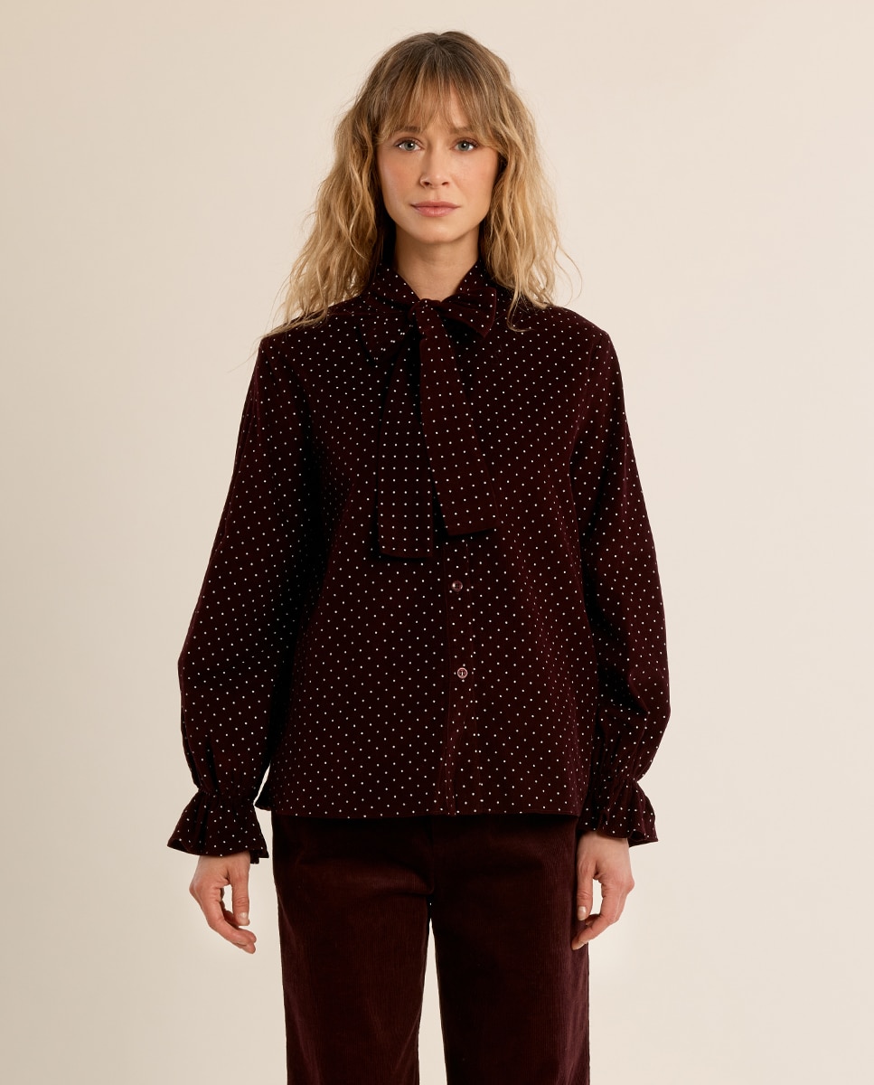 Camisa de mujer de manga larga con estampado - Molly Bracken - Burdeos Burdeos-2