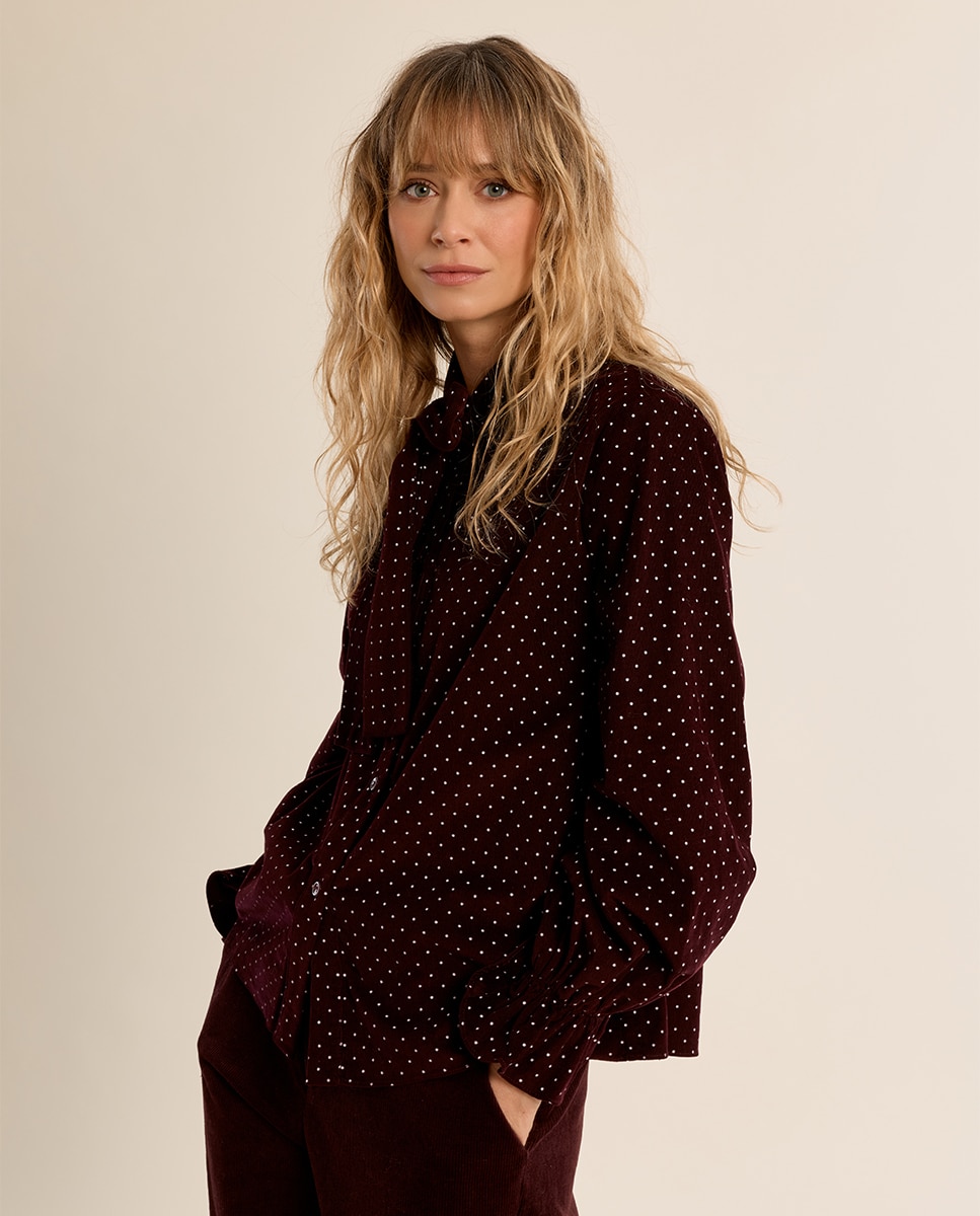 Camisa de mujer de manga larga con estampado - Molly Bracken - Burdeos Burdeos-3