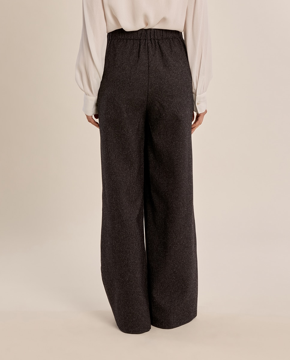 Pantalón de mujer largo detalle pliegues - Molly Bracken - Negro Negro-4