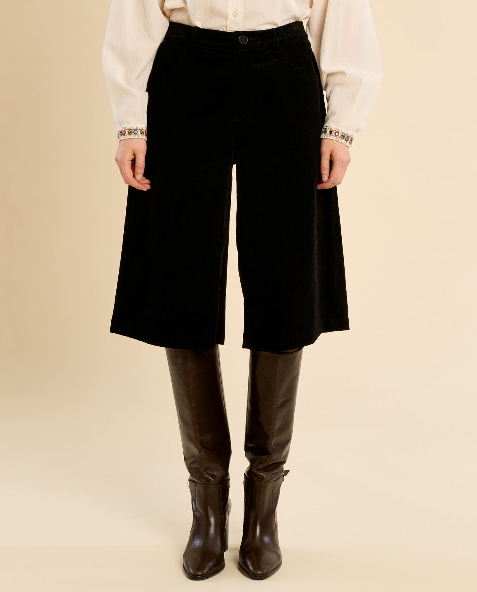 Bermuda de mujer perneras anchas - Molly Bracken - Negro Negro-2