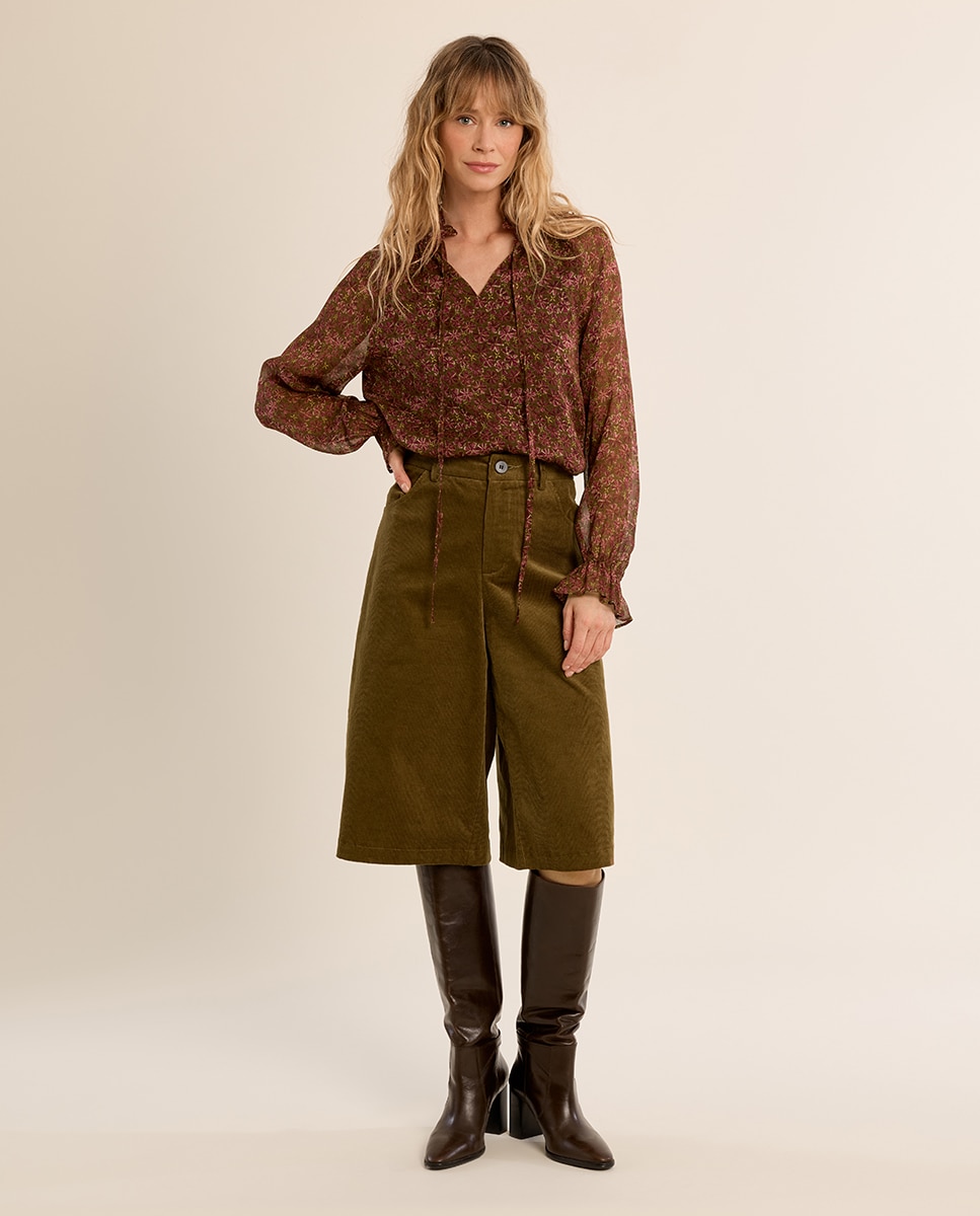Bermuda de mujer perneras anchas - Molly Bracken - Kaki Kaki-1