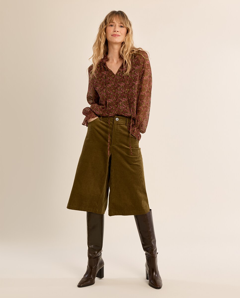 Bermuda de mujer perneras anchas - Molly Bracken - Kaki Kaki-3