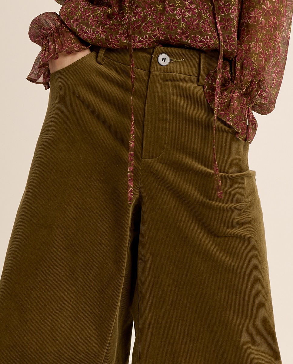 Bermuda de mujer perneras anchas - Molly Bracken - Kaki Kaki-5