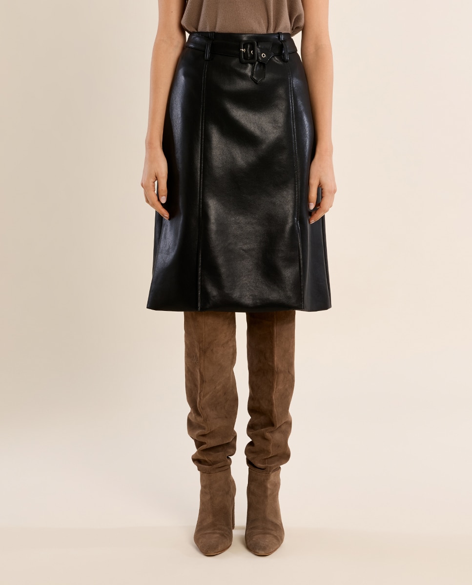 Falda larga efecto cuero - Molly Bracken - Negro Negro-2