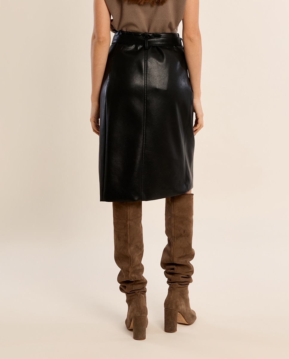 Falda larga efecto cuero - Molly Bracken - Negro Negro-4