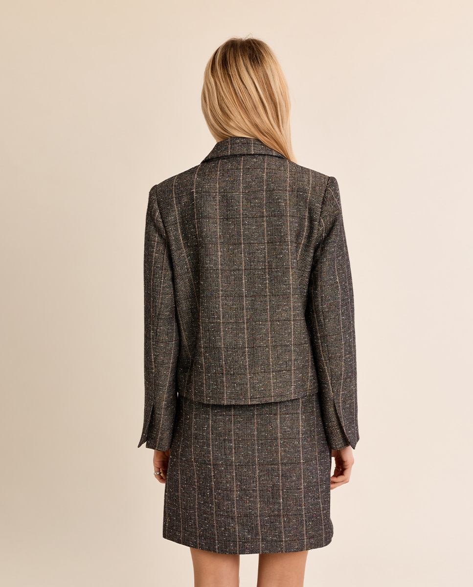 Blazer de mujer con cuello solapa y estampado - Molly Bracken - Negro Negro-4