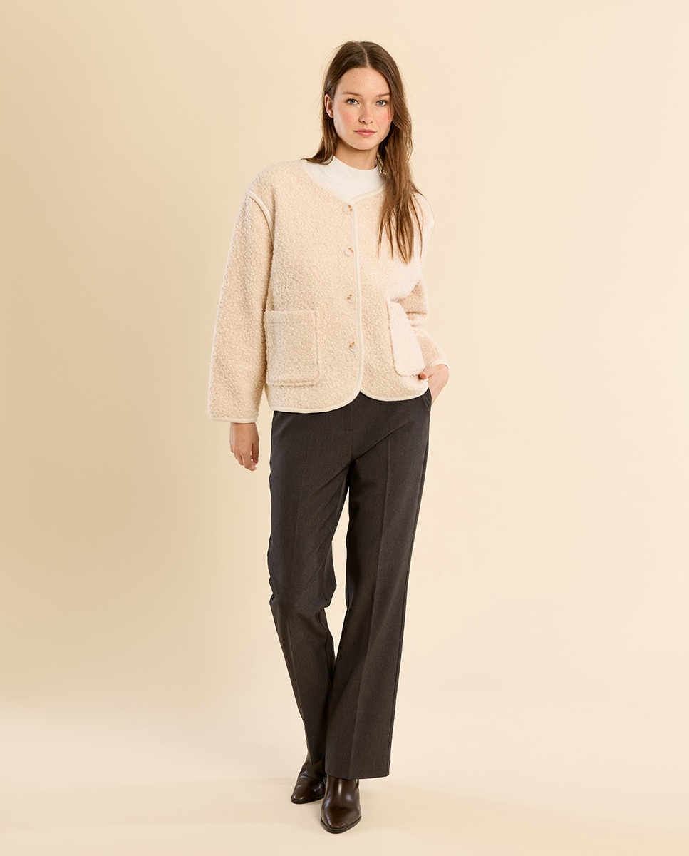 Chaqueta de mujer de manga larga de borreguito - Molly Bracken - Crudo Crudo-1