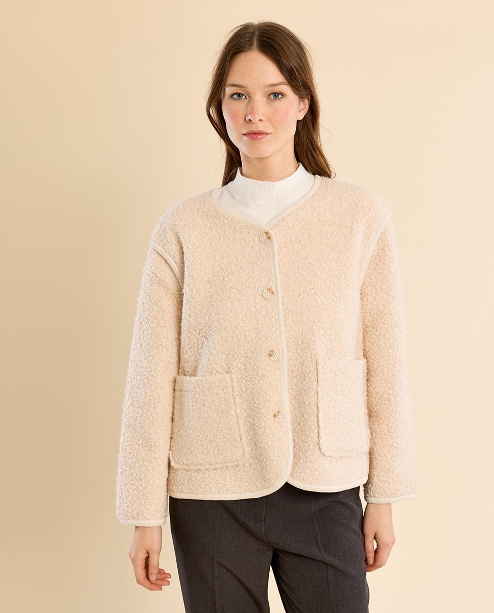 Chaqueta de mujer de manga larga de borreguito - Molly Bracken - Crudo Crudo-2