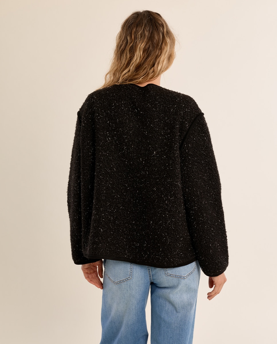Chaqueta de mujer de manga larga de borreguito - Molly Bracken - Negro Negro-4
