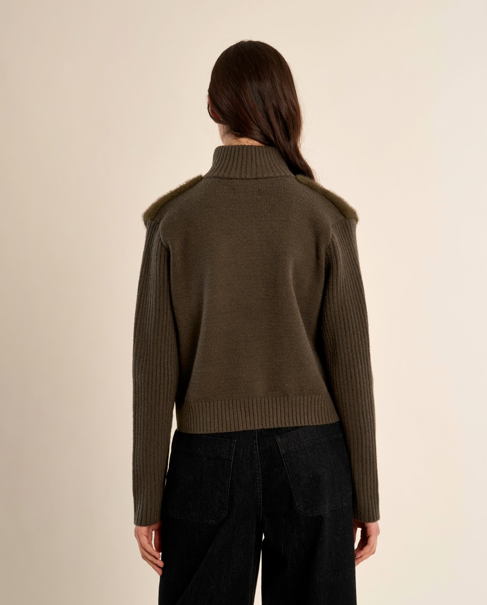 Chaqueta de mujer de manga larga de peluche - Molly Bracken - Kaki Kaki-4