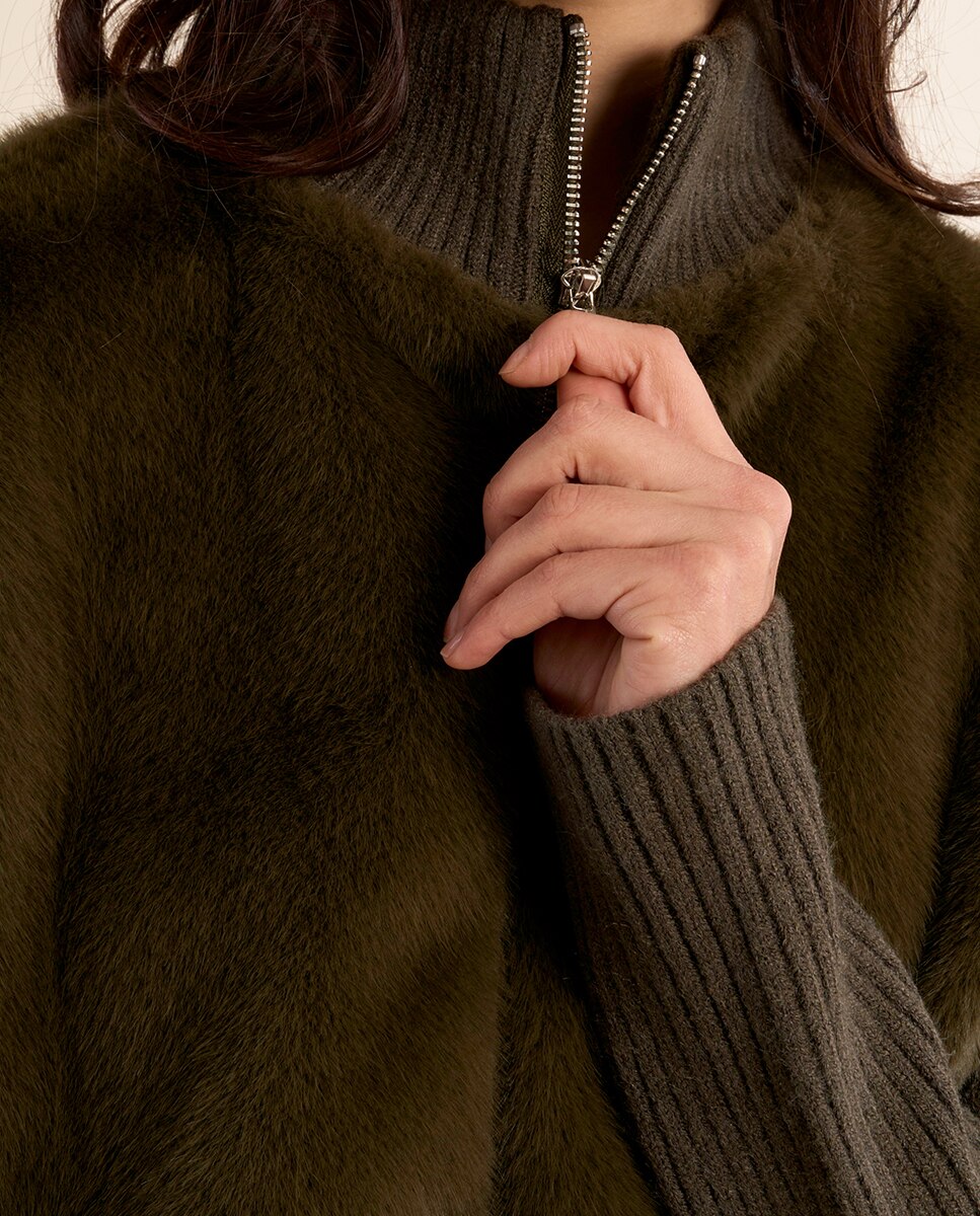 Chaqueta de mujer de manga larga de peluche - Molly Bracken - Kaki Kaki-5