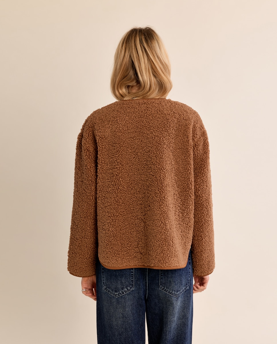 Chaqueta de mujer de manga larga de borreguito - Molly Bracken - Camel Camel-4