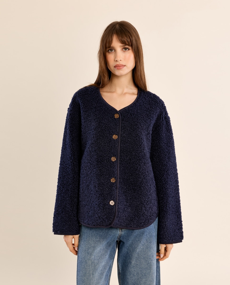 Chaqueta de mujer de manga larga de borreguito - Molly Bracken - Azul marino Azul marino-2