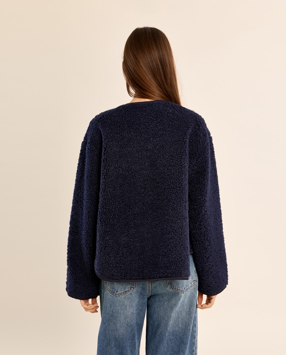 Chaqueta de mujer de manga larga de borreguito - Molly Bracken - Azul marino Azul marino-4