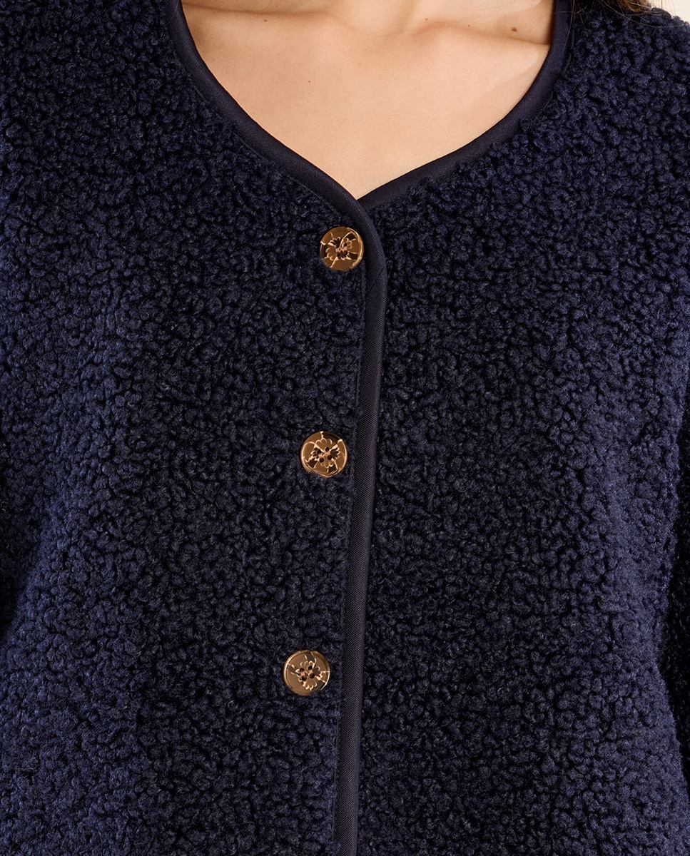 Chaqueta de mujer de manga larga de borreguito - Molly Bracken - Azul marino Azul marino-5