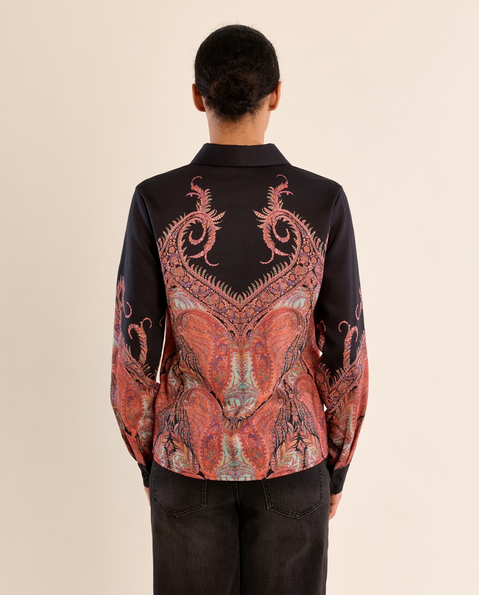 Camisa de mujer de manga larga con estampado - Molly Bracken - Negro Negro-4