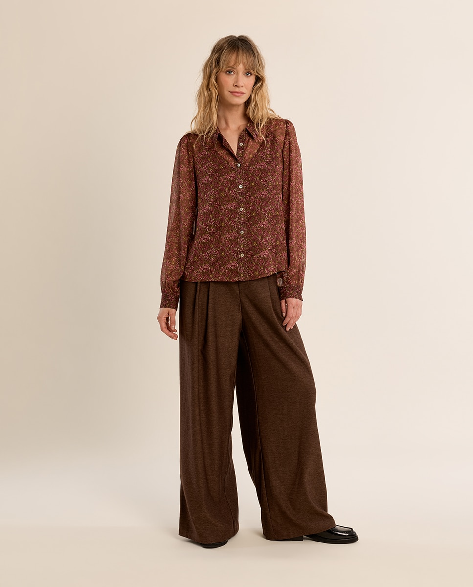 Camisa de mujer de manga larga con estampado - Molly Bracken - Kaki Kaki-1