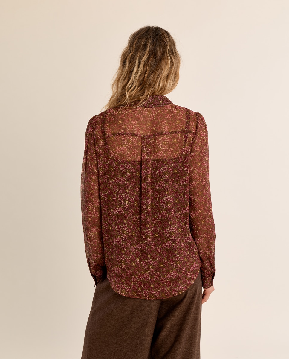 Camisa de mujer de manga larga con estampado - Molly Bracken - Kaki Kaki-4