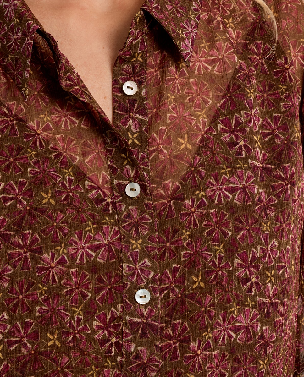 Camisa de mujer de manga larga con estampado - Molly Bracken - Kaki Kaki-5