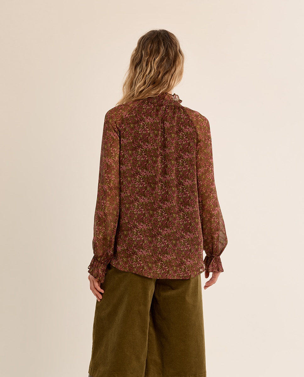 Camisa de mujer de manga larga con estampado - Molly Bracken - Kaki Kaki-4