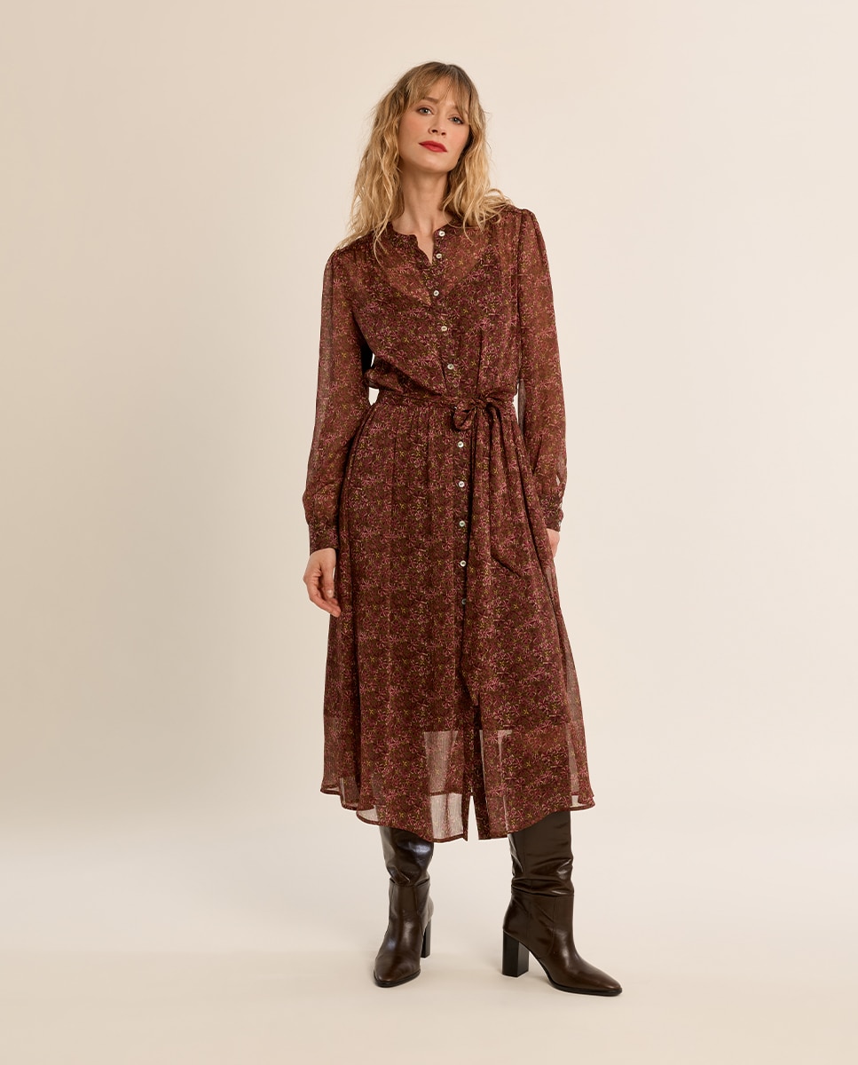Vestido largo camisero con estampado - Molly Bracken - Kaki Kaki-1