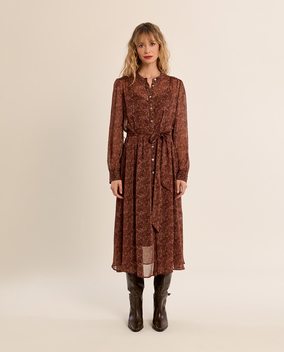 Vestido largo camisero con estampado - Molly Bracken - Kaki Kaki-2
