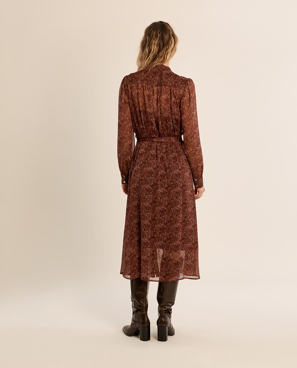 Vestido largo camisero con estampado - Molly Bracken - Kaki Kaki-3