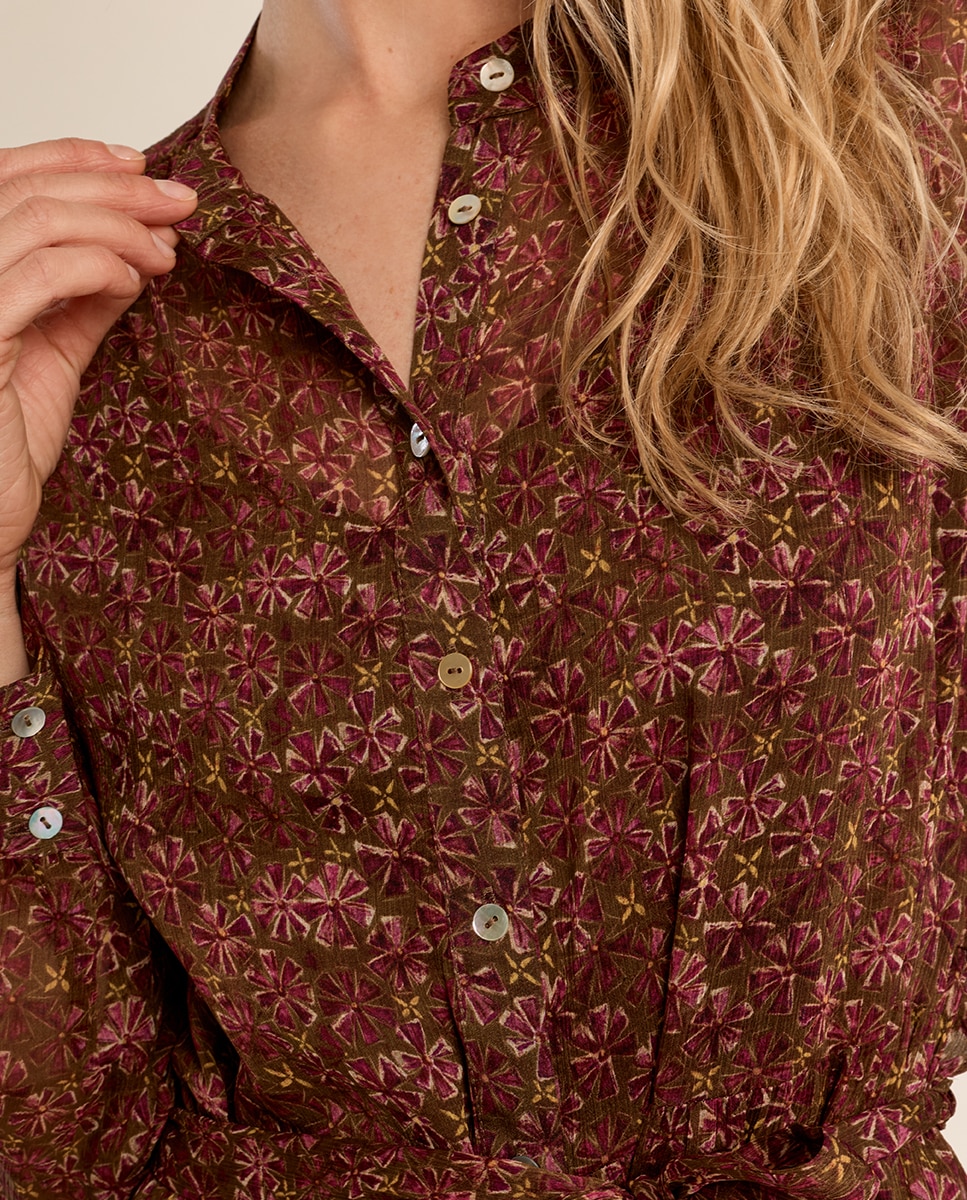 Vestido largo camisero con estampado - Molly Bracken - Kaki Kaki-4