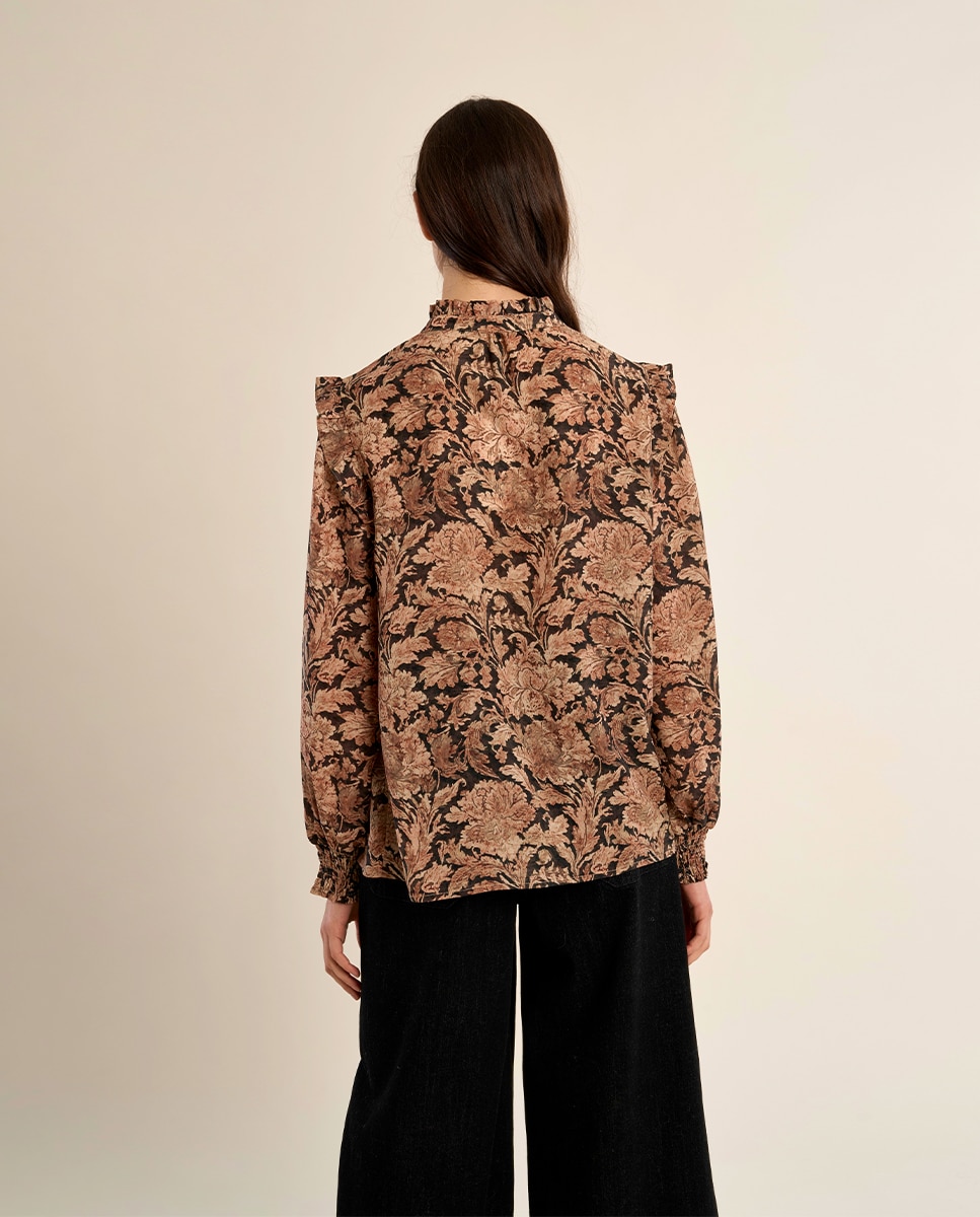 Camisa de mujer de manga larga con estampado - Molly Bracken - Negro Negro-4
