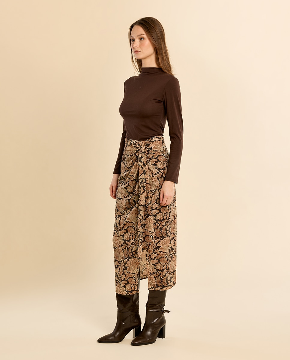 Falda larga con estampado - Molly Bracken - Negro Negro-1