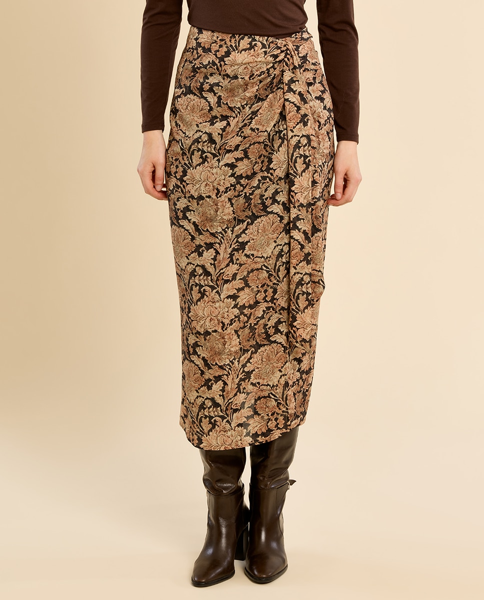 Falda larga con estampado - Molly Bracken - Negro Negro-2