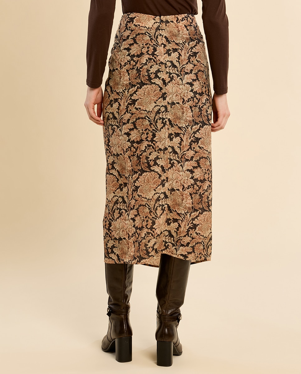 Falda larga con estampado - Molly Bracken - Negro Negro-3
