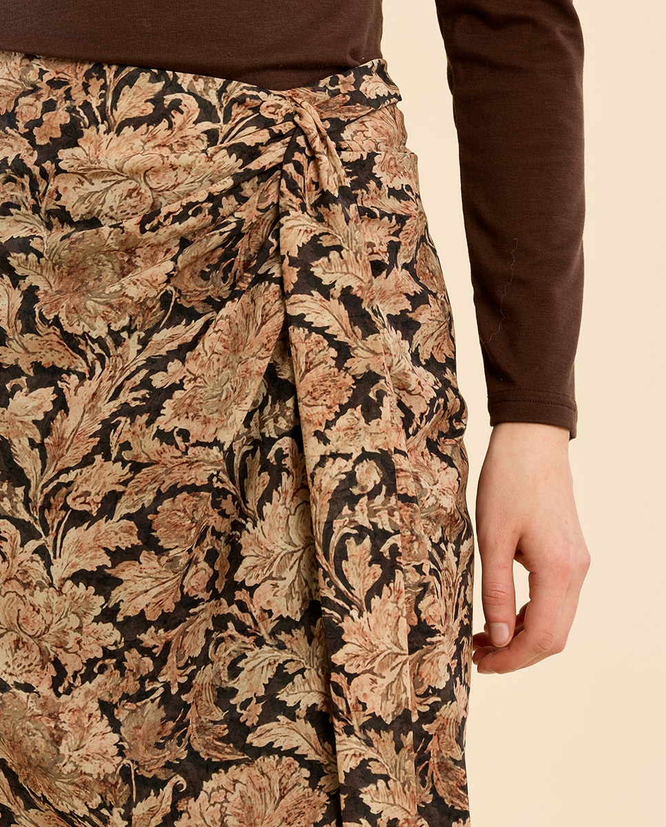 Falda larga con estampado - Molly Bracken - Negro Negro-4