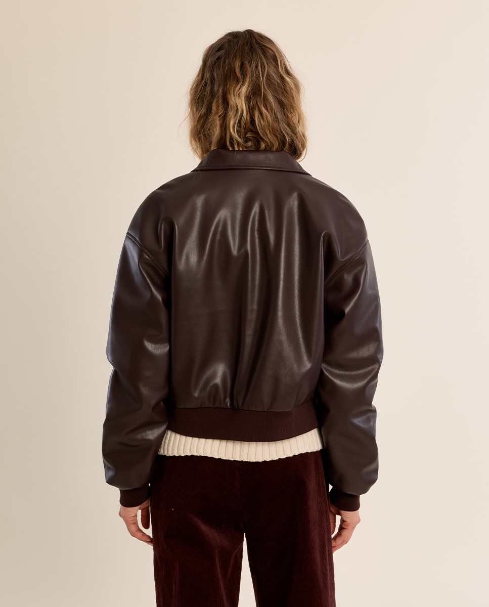 Chaqueta de mujer de manga larga con cuello solapa - Molly Bracken - Marrón chocolate Marrón chocolate-3