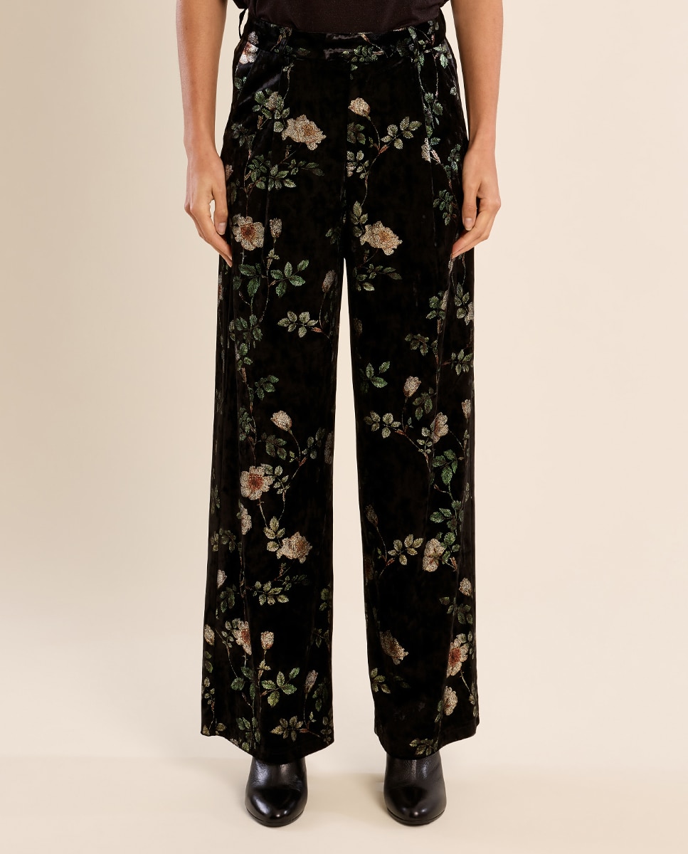 Pantalón de mujer largo con estampado - Molly Bracken - Negro Negro-2
