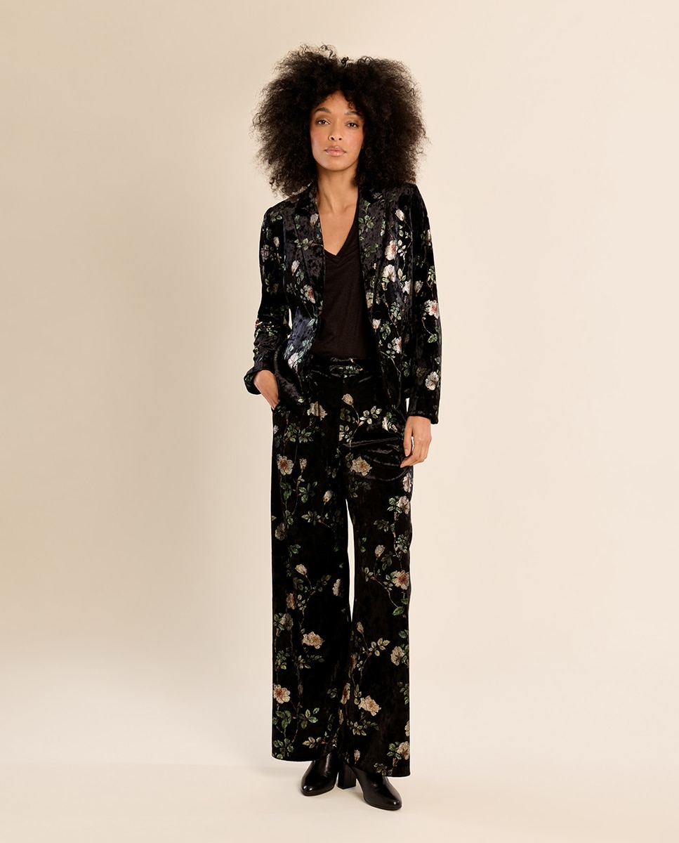 Pantalón de mujer largo con estampado - Molly Bracken - Negro Negro-3