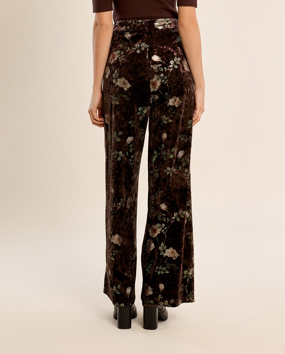 Pantalón de mujer largo con estampado - Molly Bracken - Marrón Marrón-4