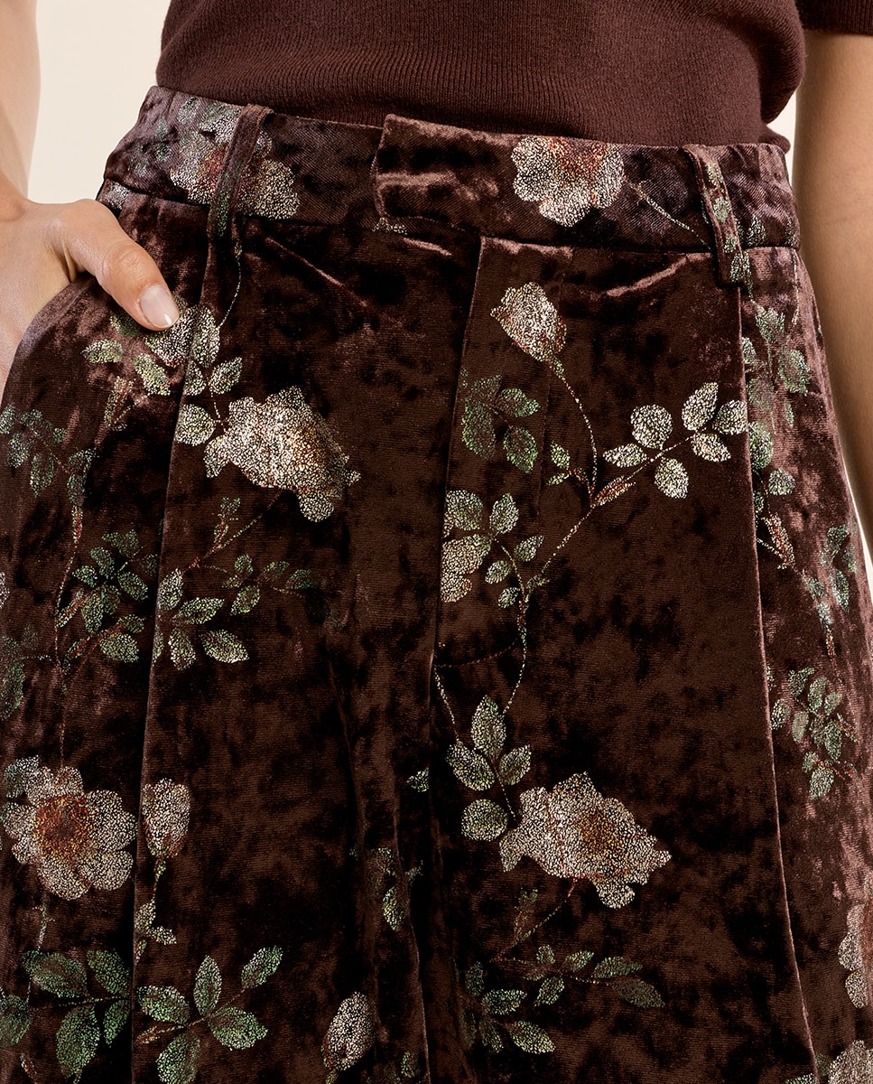 Pantalón de mujer largo con estampado - Molly Bracken - Marrón Marrón-5