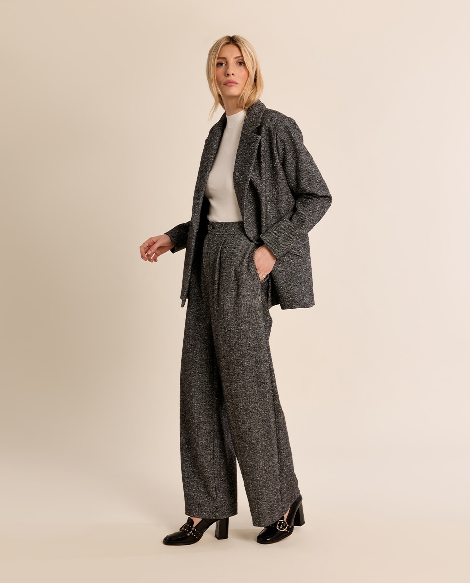 Blazer de mujer de manga larga con cuello y solapa - Molly Bracken - Negro Negro-1