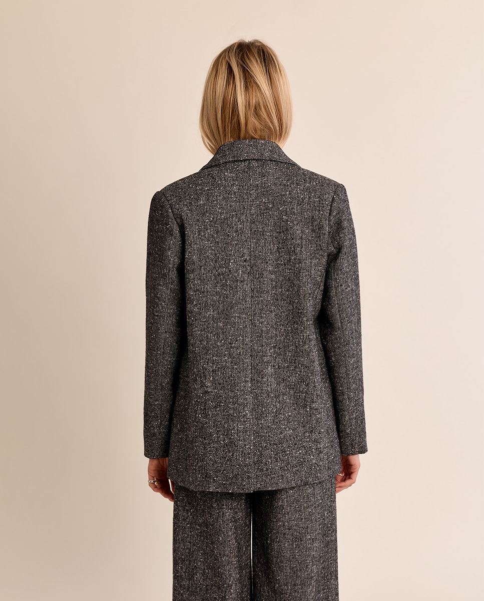 Blazer de mujer de manga larga con cuello y solapa - Molly Bracken - Negro Negro-4