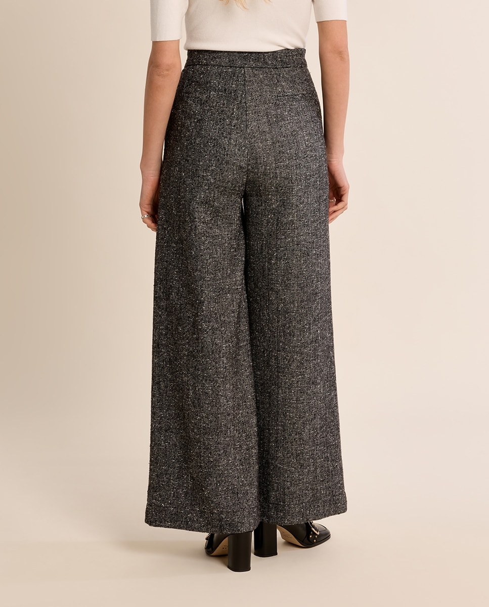 Pantalón de mujer largo detalle pliegues - Molly Bracken - Negro Negro-4