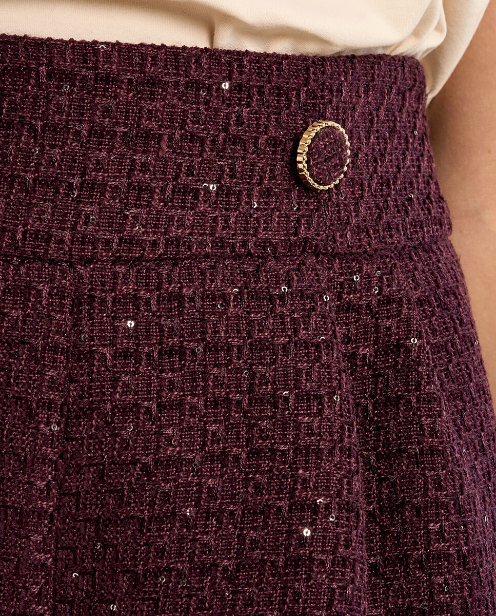 Short de mujer corto en tejido tweed - Molly Bracken - Morado Morado-5