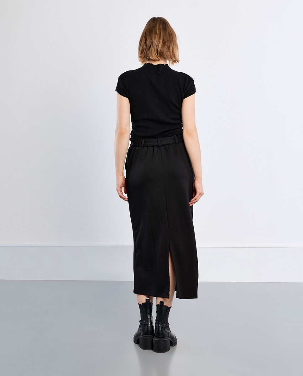 Falda larga detalle lazada - Lili Sidonio - Negro Negro-4
