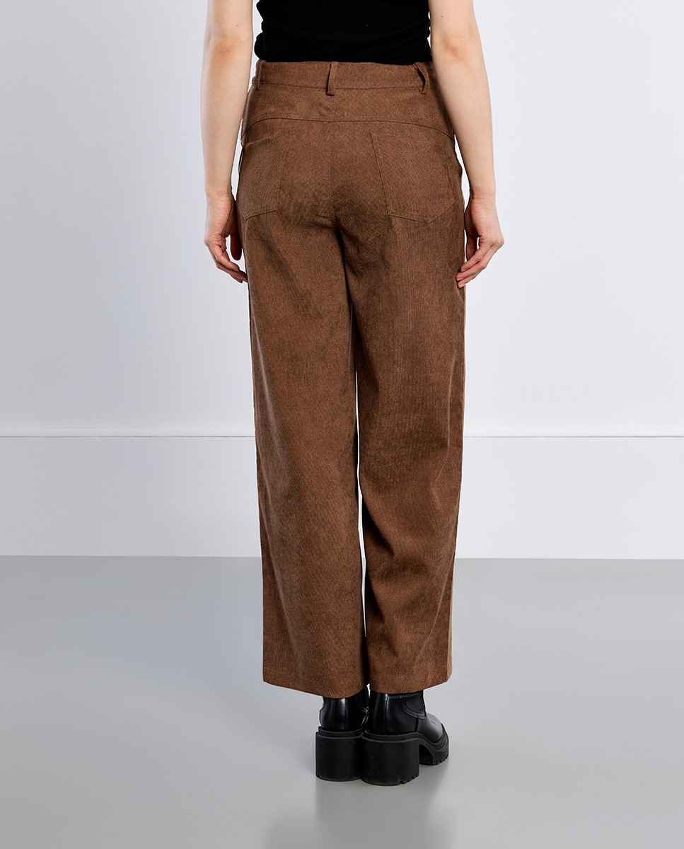 Pantalón de mujer largo detalle lazada - Lili Sidonio - Marrón Marrón-4