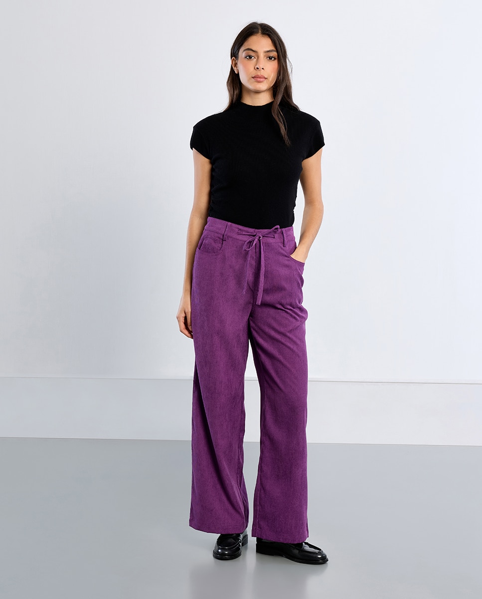 Pantalón de mujer largo detalle lazada - Lili Sidonio - Violeta Violeta-2