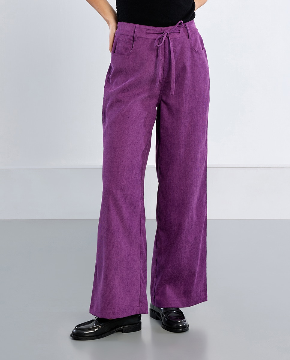Pantalón de mujer largo detalle lazada - Lili Sidonio - Violeta Violeta-3