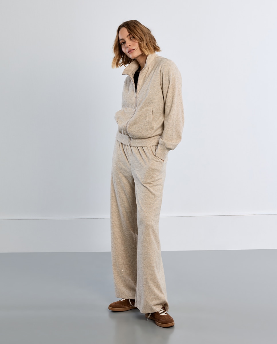 Chaqueta de mujer de manga larga detalle abalorios - Lili Sidonio - Beige Beige-2