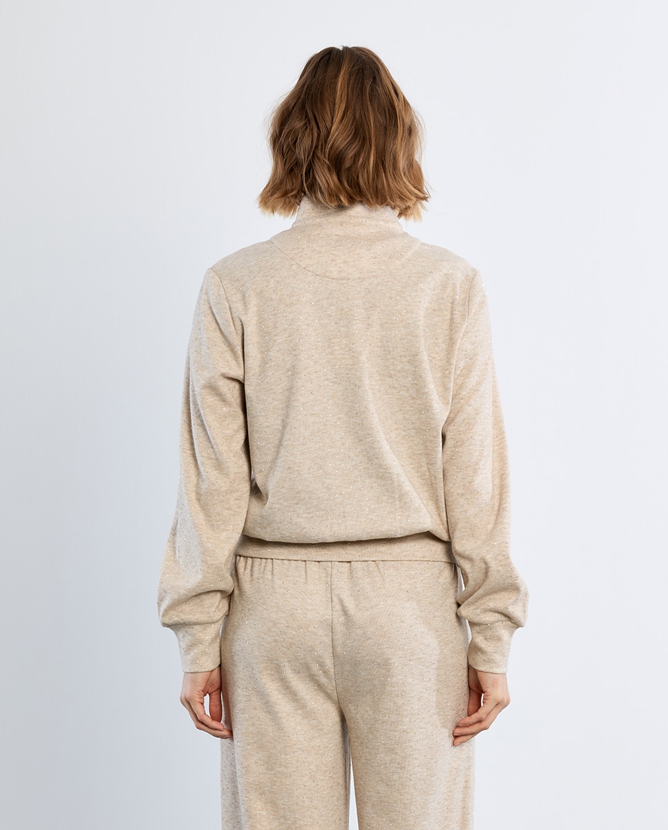 Chaqueta de mujer de manga larga detalle abalorios - Lili Sidonio - Beige Beige-4