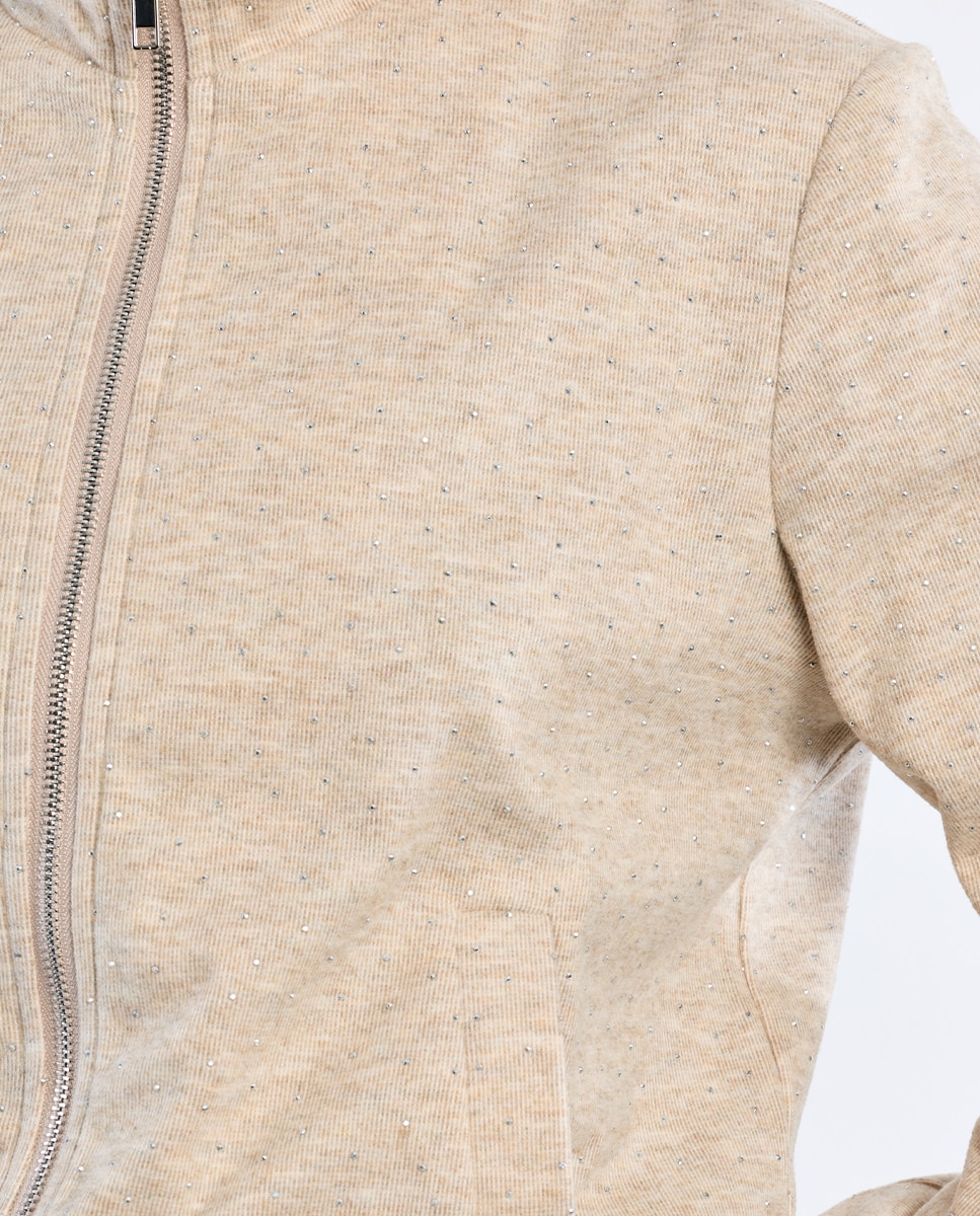Chaqueta de mujer de manga larga detalle abalorios - Lili Sidonio - Beige Beige-5