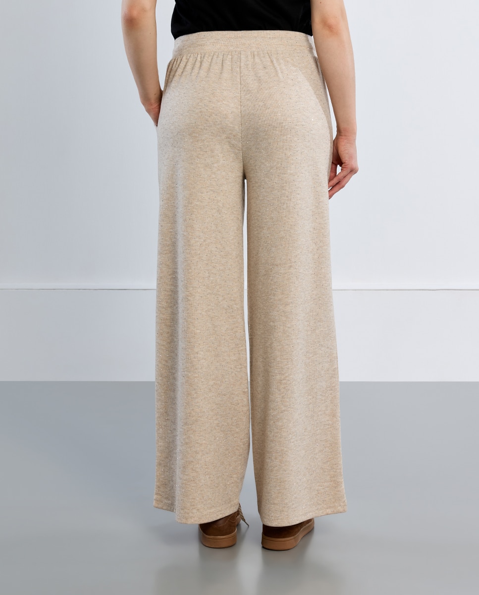 Pantalón de mujer largo de chándal detalle abalorios - Lili Sidonio - Beige Beige-4